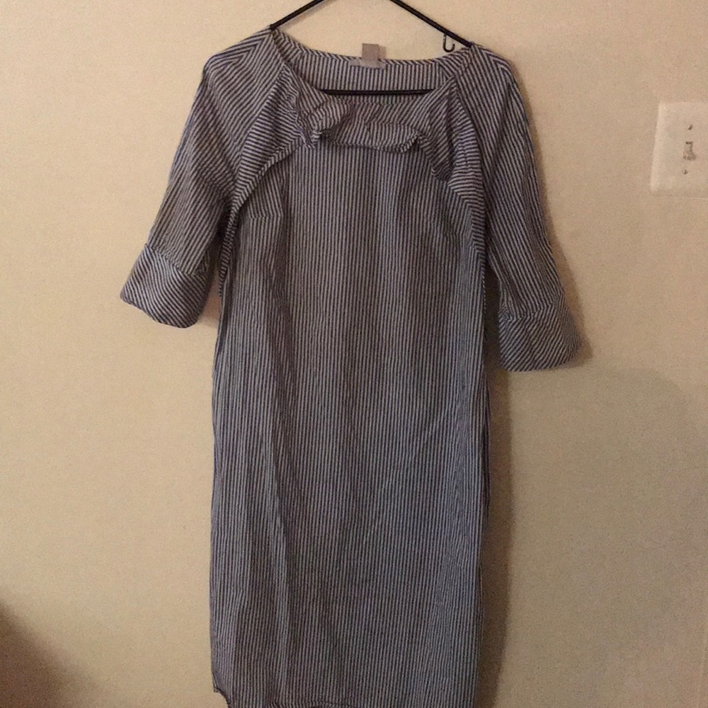 Elbow length striped dress